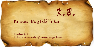 Kraus Boglárka névjegykártya